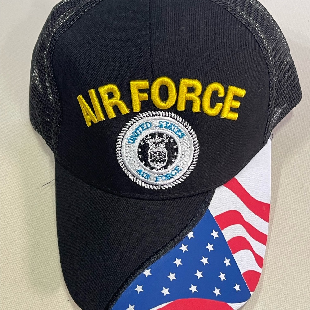 Air Force Black Cap with Flag Design